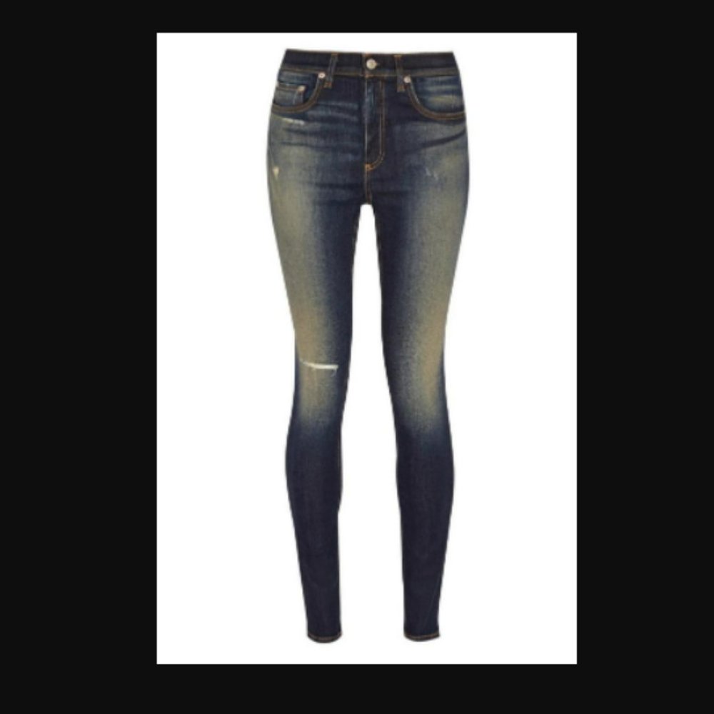 2for99* Rag & Bone Justine Highrise Skinny Jeans in Mateos Dark Blue Wash 26w